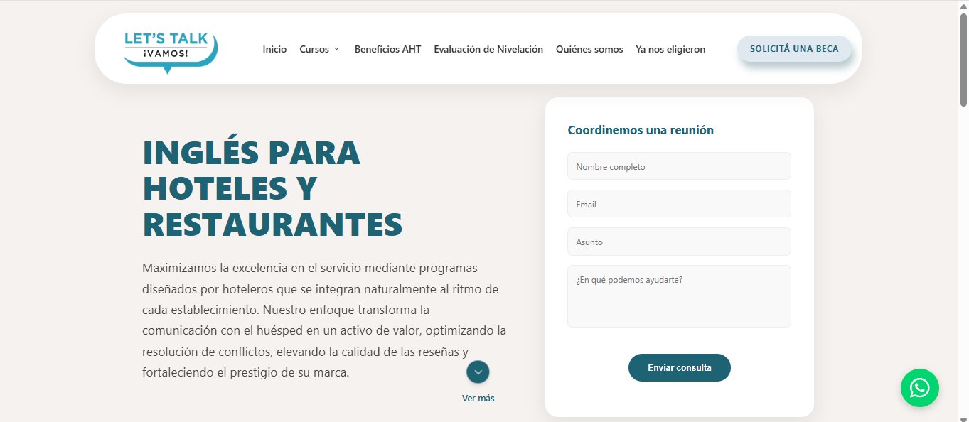 Captura del sitio Let's Talk ¡Vamos!